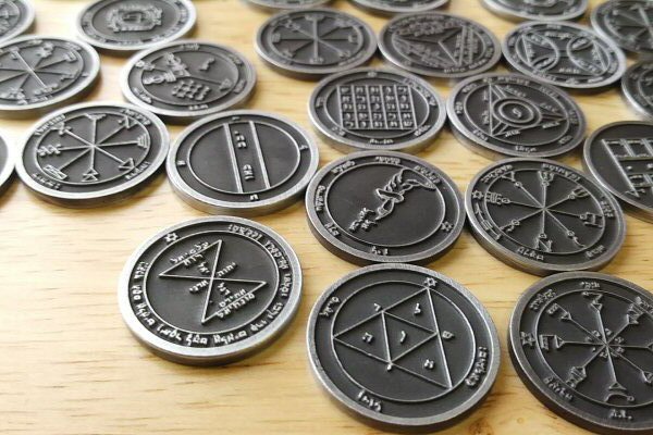 The coins are cast from a durable zinc alloy and have a hand finished with an antique look